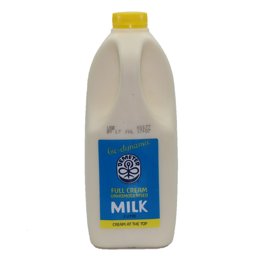 Milk Demeter certified BD unhomogenised milk 2lt