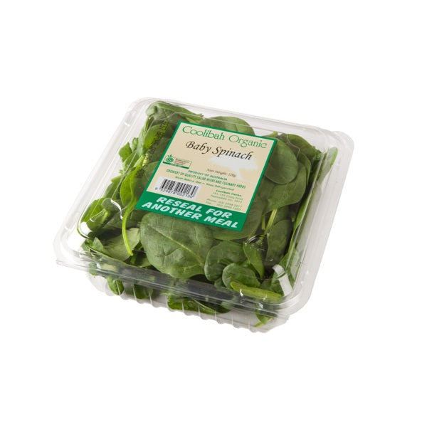 Baby spinach certified organic 120g punnet