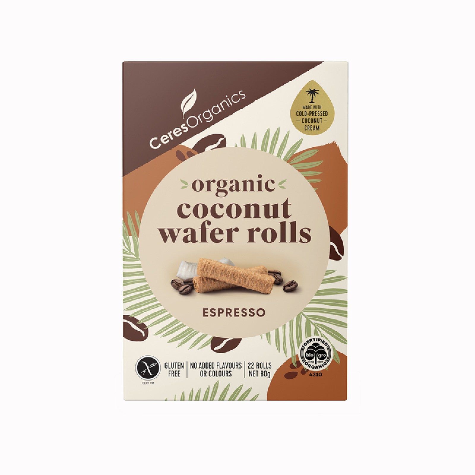 Ceres Organics Coconut Wafer Rolls espresso 80g