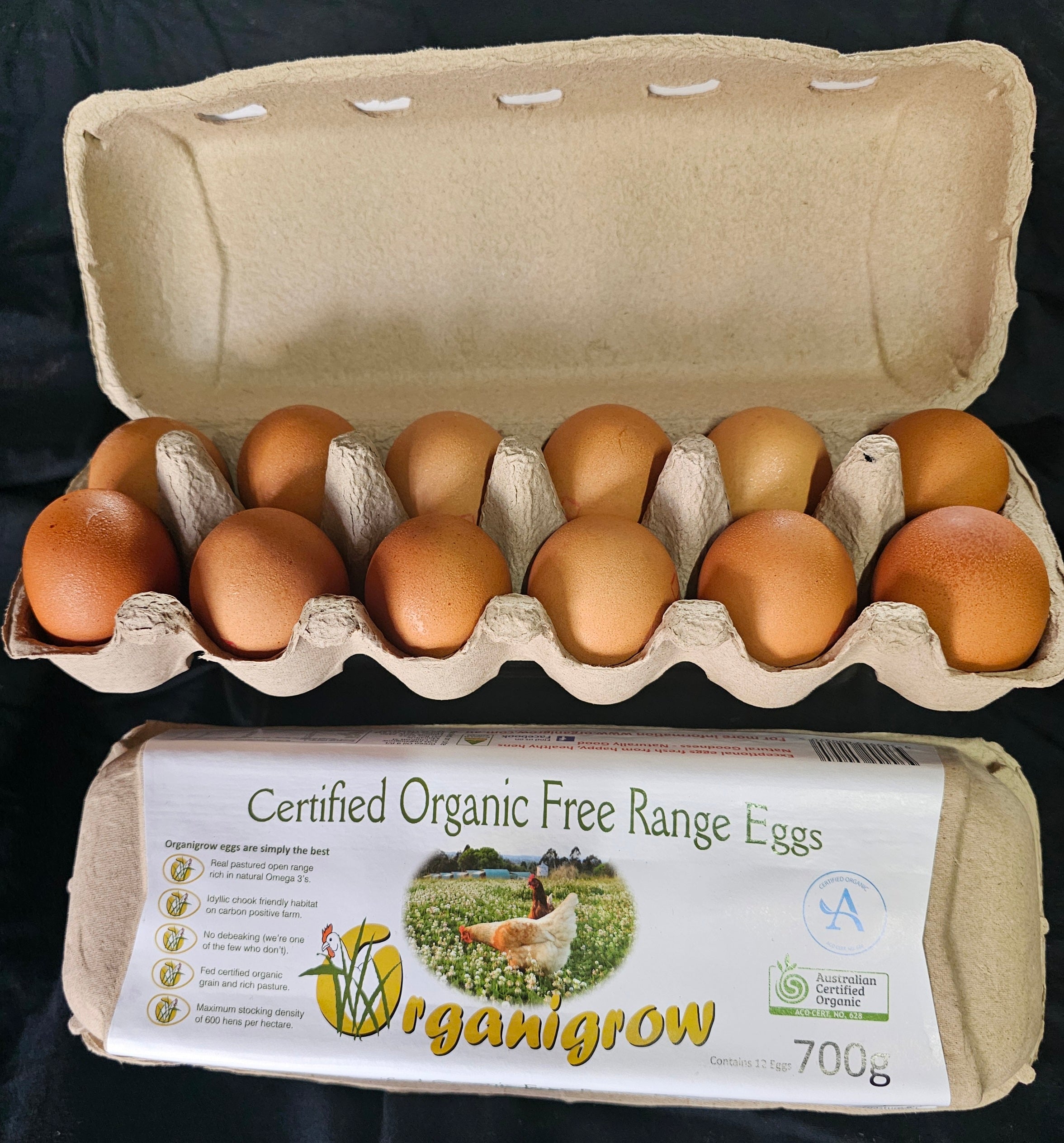 Organigrow eggs certified organic 700g dozen