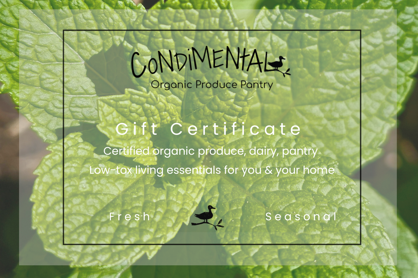 Gift Card Condimental Organic Produce Pantry