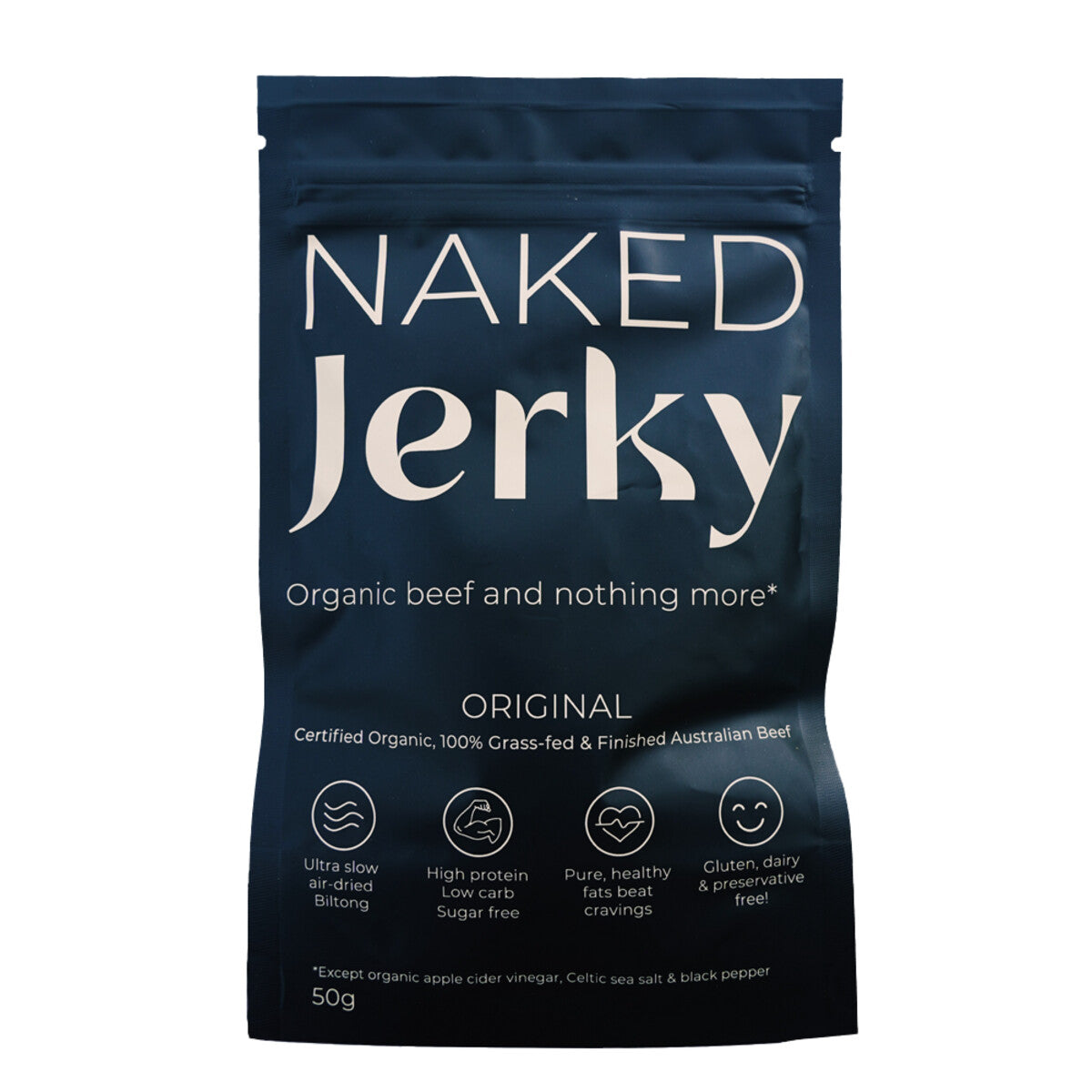 Naked Jerky organic, grass fed & finished Australian beef 50g