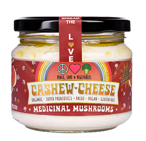 Cashew Cheese Medicinal Mushrooms Peace Love and Vegetables 280g certified organic ingredients