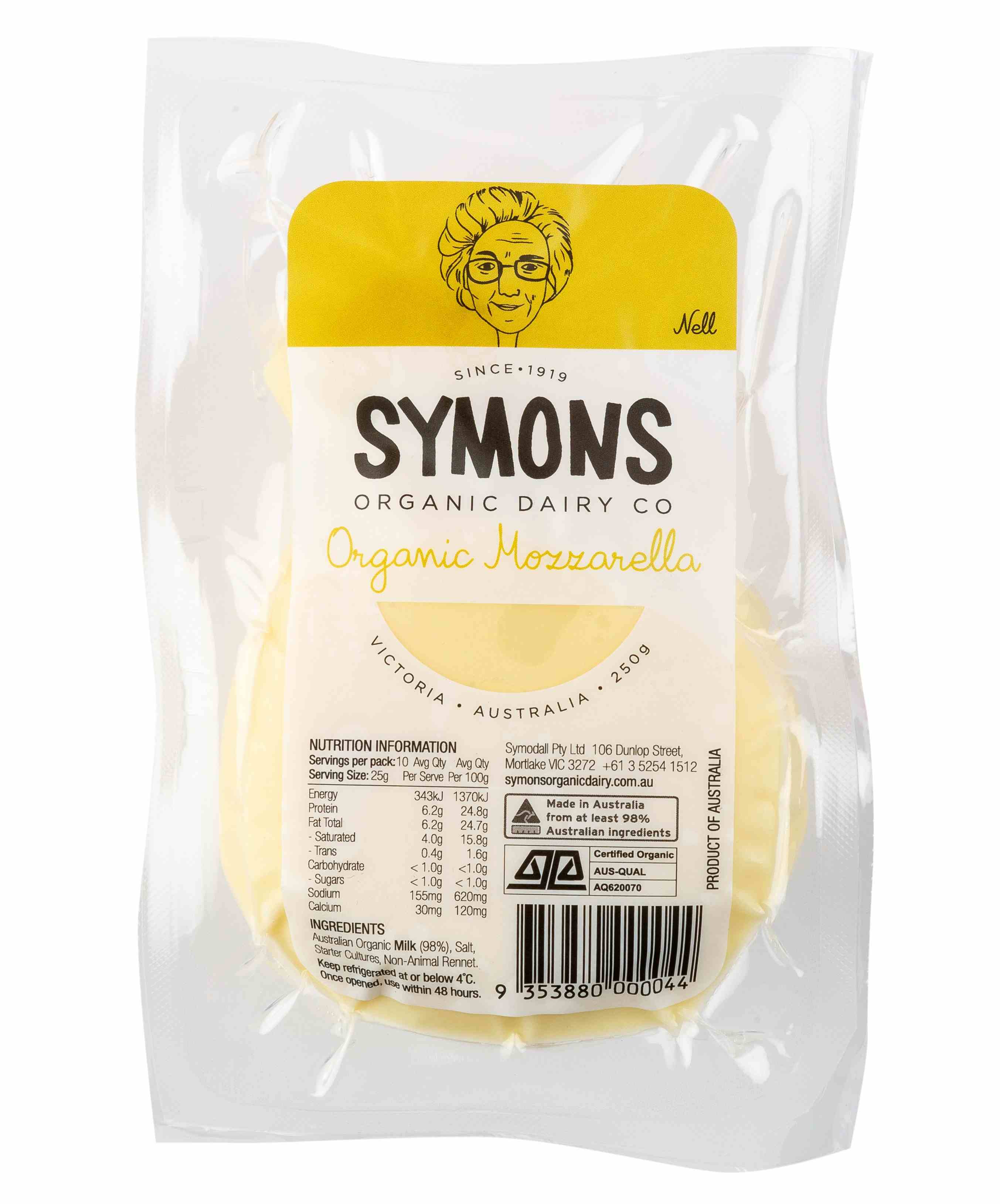 Mozzarella certified organic cheese, 250g